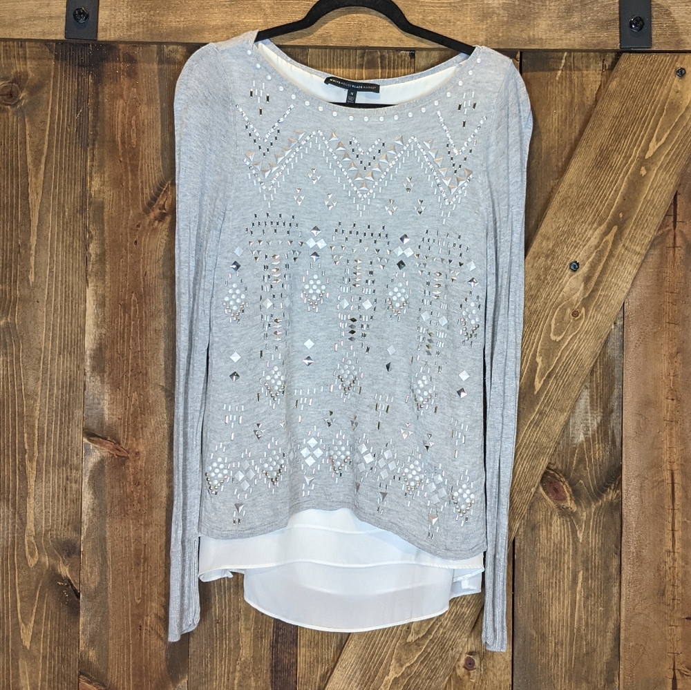 WHBM grey layered sweater
